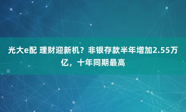 光大e配 理财迎新机？非银存款半年增加2.55万亿，十年同期最高