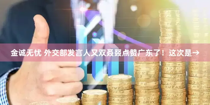 金诚无忧 外交部发言人又双叒叕点赞广东了！这次是→