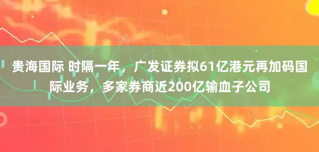 贵海国际 时隔一年，广发证券拟61亿港元再加码国际业务，多家券商近200亿输血子公司